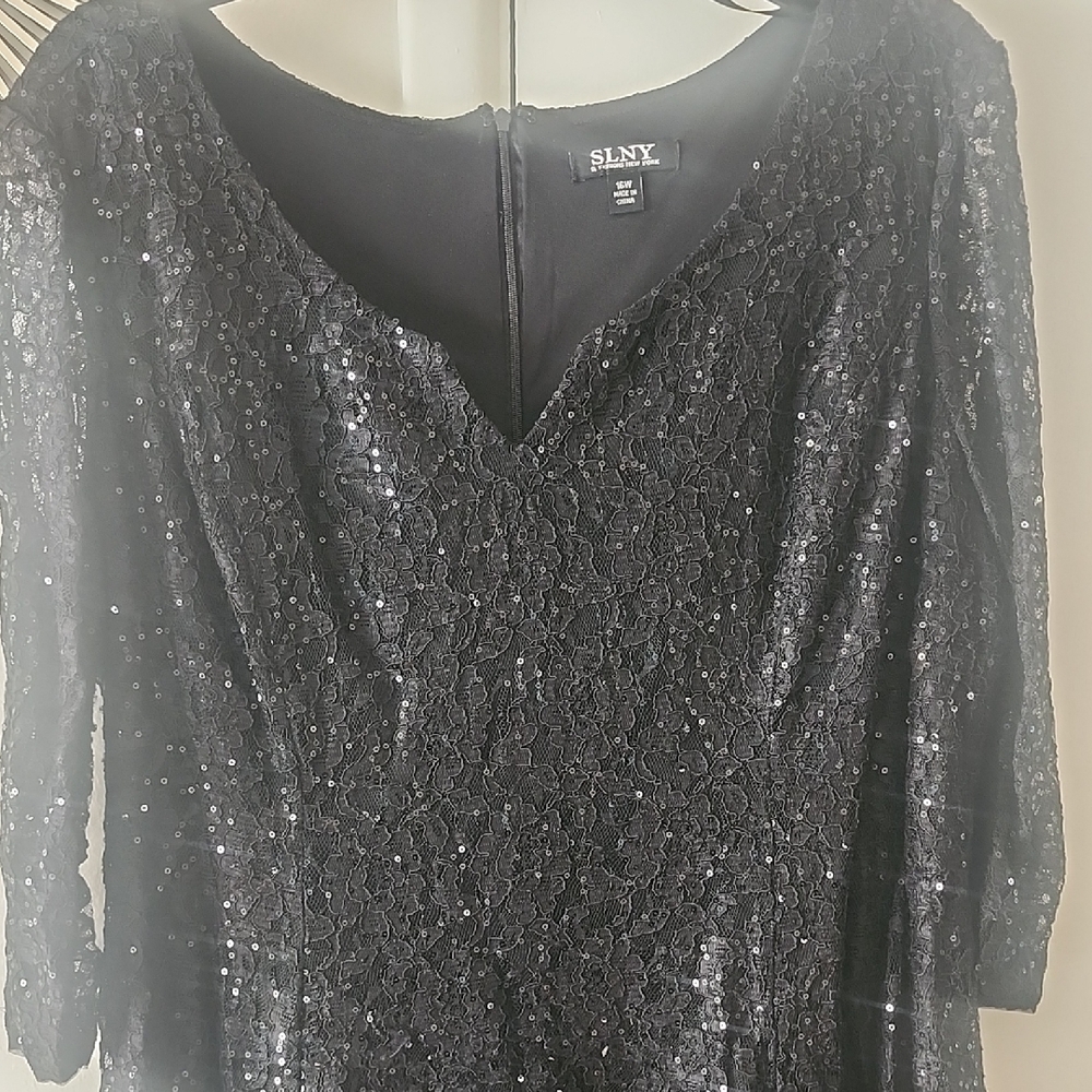 SLNY Sequined Lace Dress
